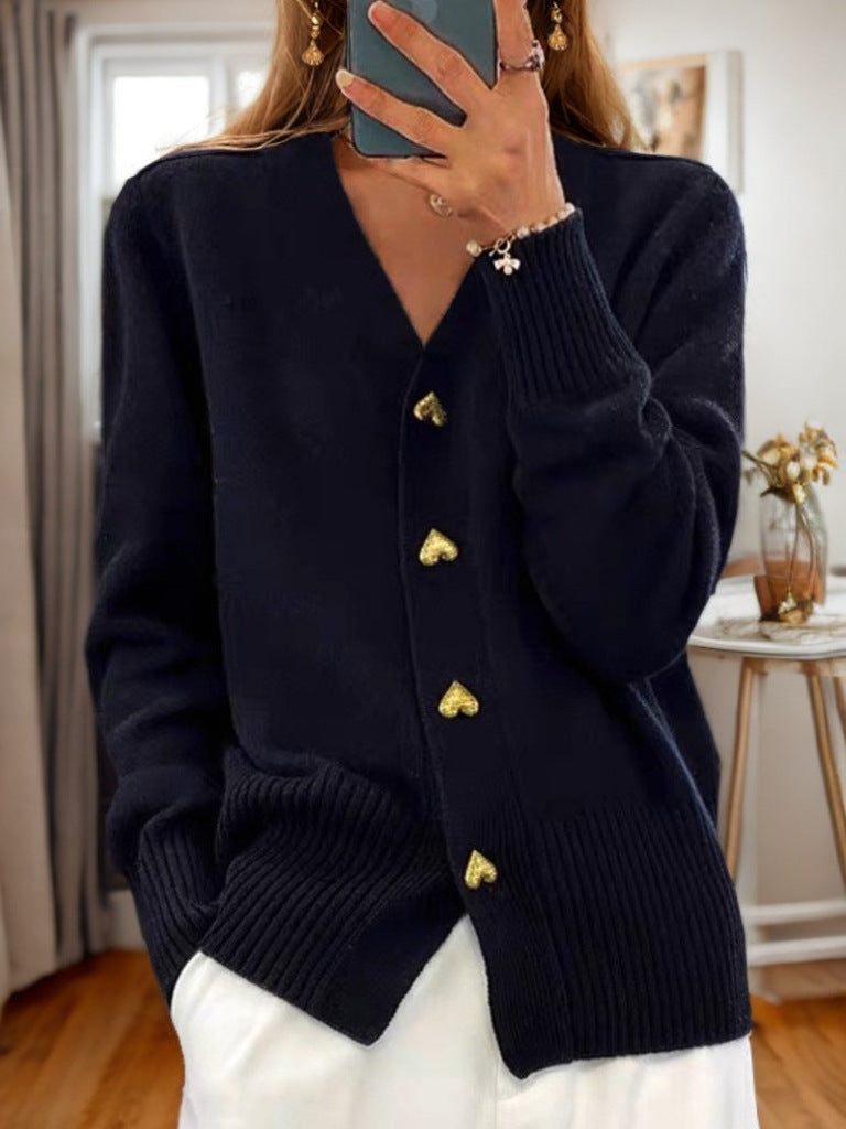 Thalia | Heart Buttoned Cardigan
